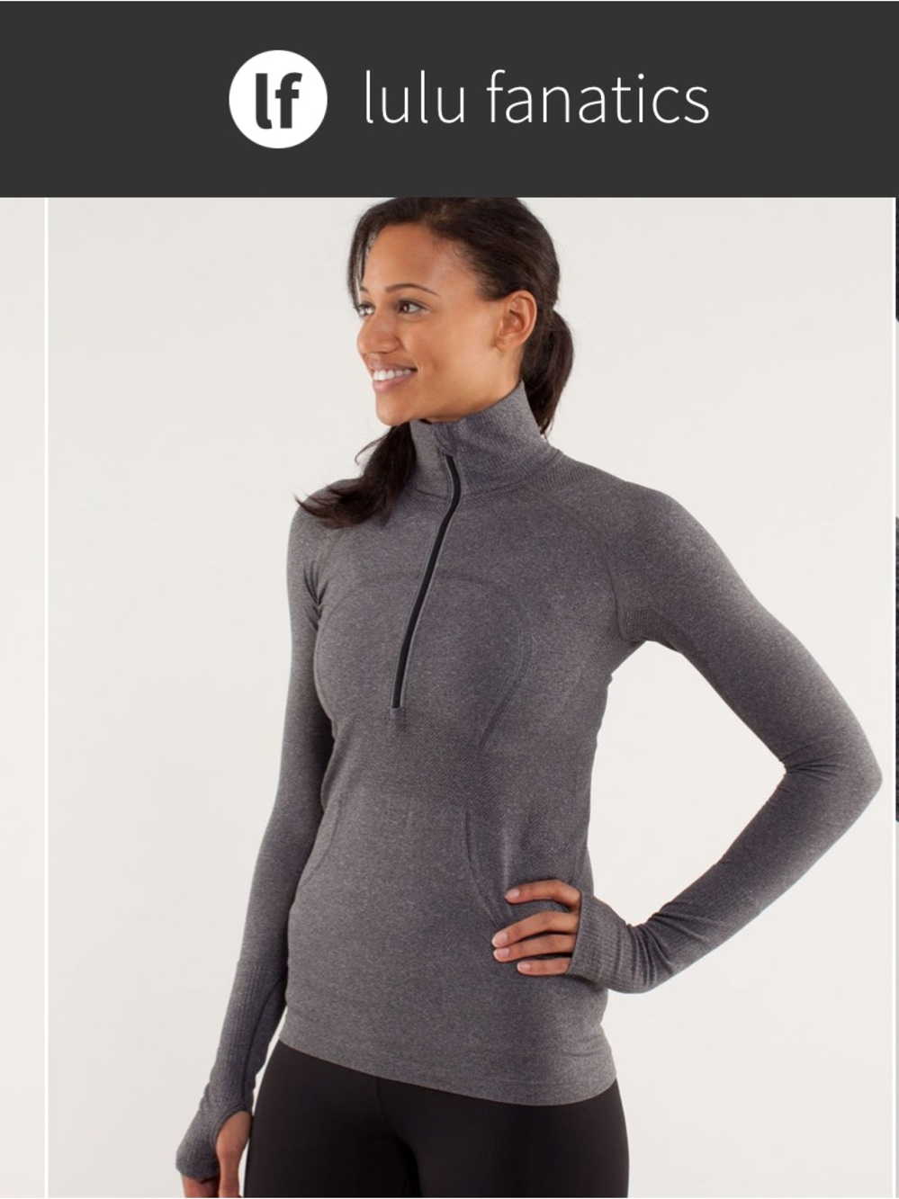 Lululemon Swiftly Tech 1/2 Zip Pullover Sz 12 Heathered Black Grey Hip Length
